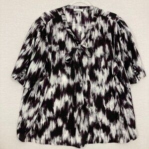 Carole Little size 20W Pure Silk Abstract Pineapple 3/4 Sleeve Light Jacket